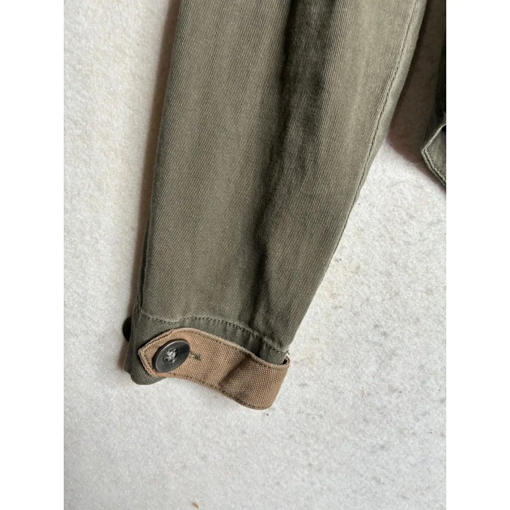 BKE Eased Womens Olive Green‎ Cotton Utility Jacket High Low Hem BKEDG1690 XS